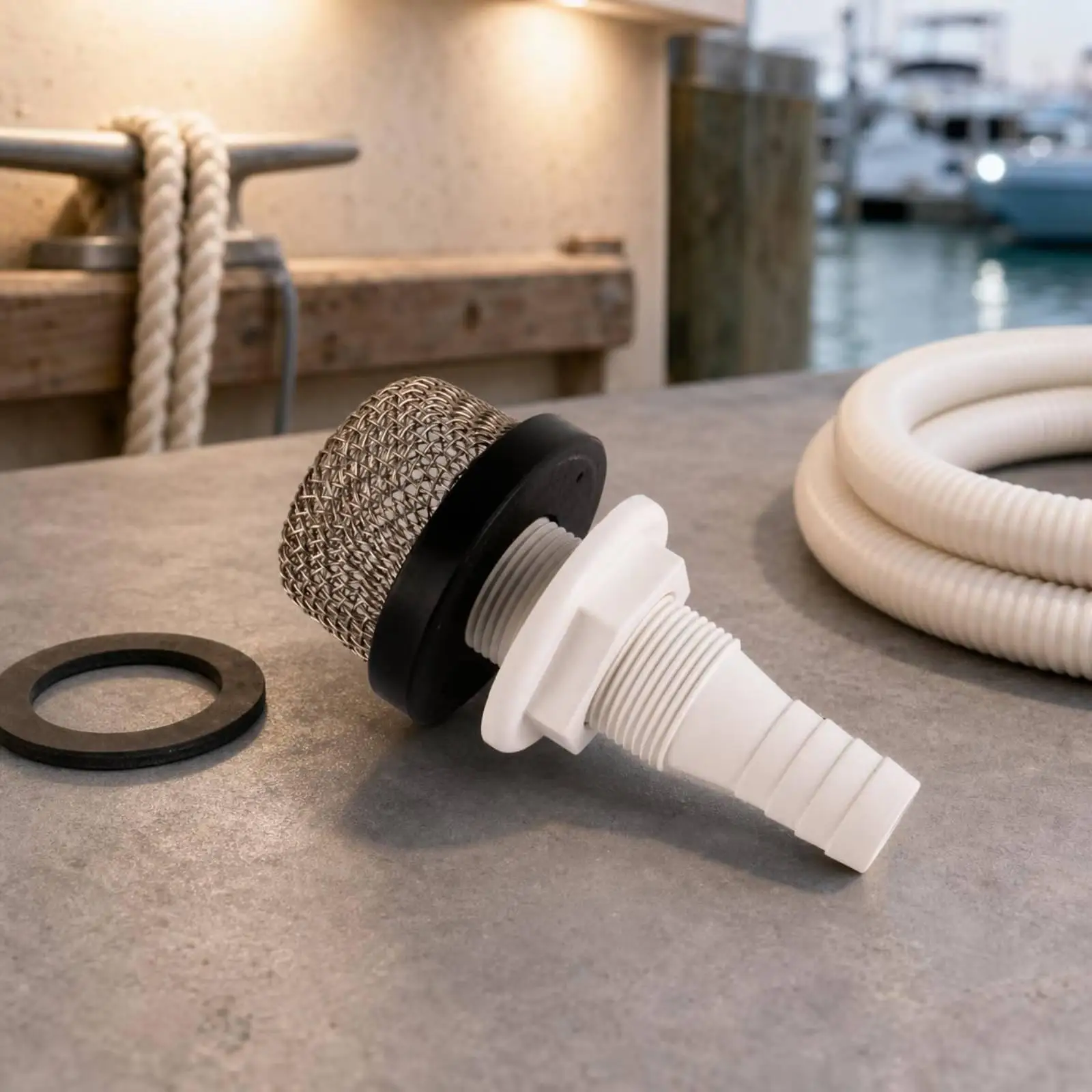 Marine Live-Well Pump Inlet Filter Hose Barb Threaded Inlet Filter White Plastic