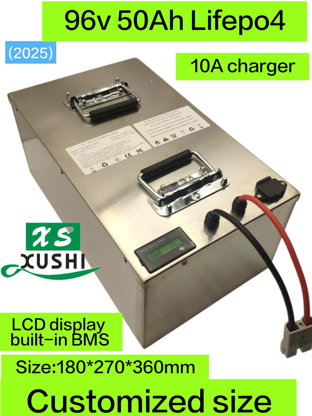 

XS ithium 96v 50Ah Lifepo4 аккумулятор BMS 32S 102V для инверторного автомобиля AGV, скутера, мотоцикла, вилочного погрузчика 8000 Вт + зарядное устройство 5А.