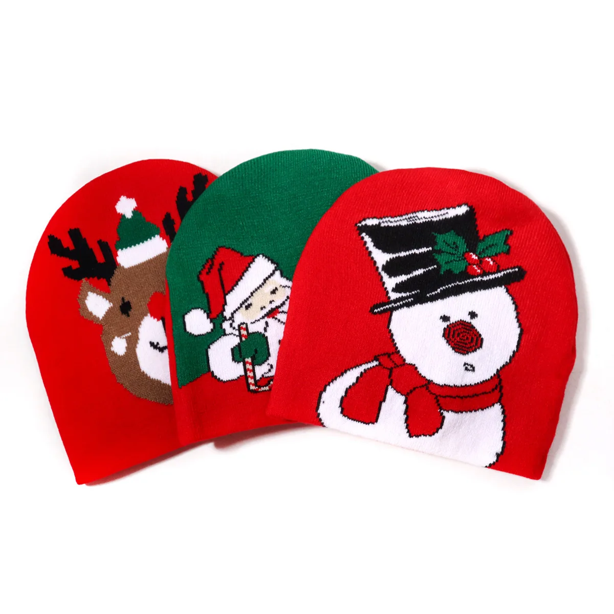 Christmas Cartoon Knit Beanie Hat Adult Winter Warm Xmas Cap Santa Snowman Tree Pattern Festive Holiday Knitted Headwear Gift