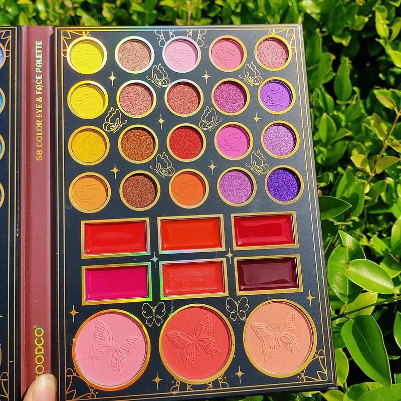 58 colori 2 pagine Palette di ombretti opachi a forma di libro Glitter Eye Shadow Blush Pigment Palette trucco professionale per il viso