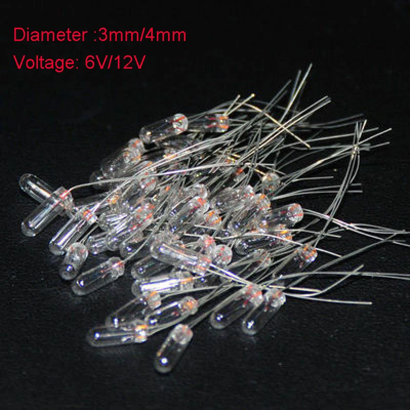

20pcs Miniature 6V/4mm 12V/3mm 12V/4mm Lamp Light Bulb Edison Incandescent Filament Rice