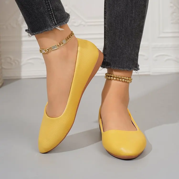 Einfarbige Ballerinas für Damen mit spitzer Zehenpartie, leicht und bequem, zum Hineinschlüpfen, für Alltag, Büro, Schule und Reisen – Detail 27