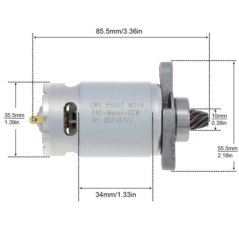 High Power Motor DC Motor Metal Power Tools RS550 With Conical Gear 60-120W 8 Teeth Lithium Workshop Equipment