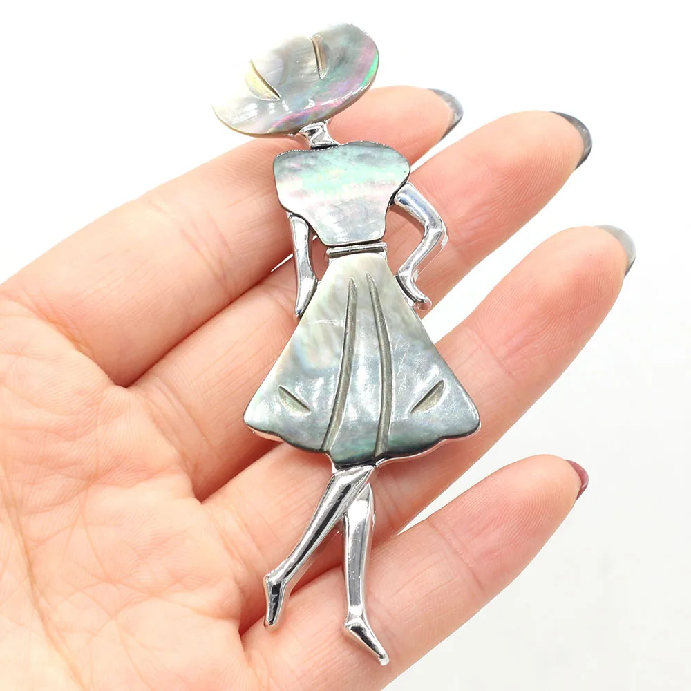 

Natural Shell Pins Beauty Grils Abalone Shell Brooch Pendant Charm for DIY Jewelry Making Clothing Accessories for Girls Gifts