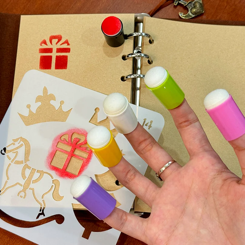 DIY 공예 손가락 스펀지 도포기 세트, 카드 제작용 손가락 페인팅 스펀지, 스탬핑, 얼굴 페인팅 템플릿