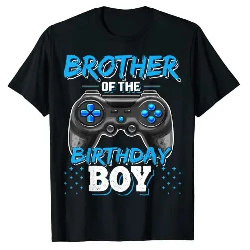 Funny Gamer Graphic Tee Tops Sons Gifts Short Sleeve Blouses Brother of The Birthday Boy Matching Video Game Birthday T-Shirt