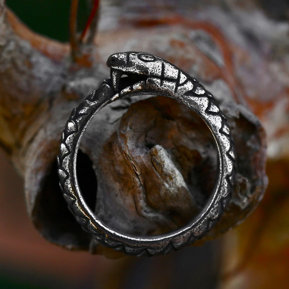 Vintage Viking Ouroboros Rings for Men Women Punk Hip Hop 316L Stainless Steel Snake Ring Fashion Jewelry Gift Wholesale