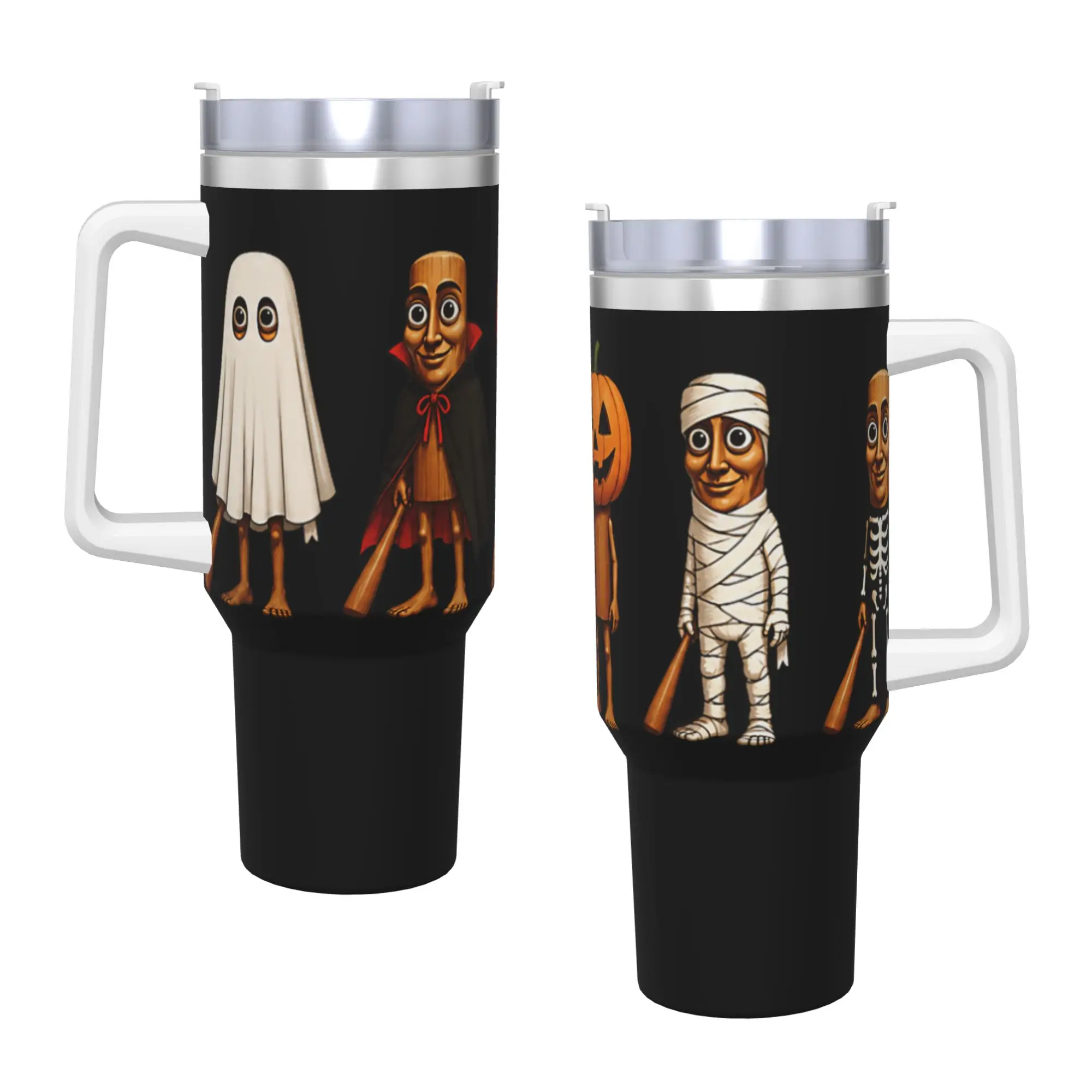 Funny Halloween Tung Sahur Pumpkin Skeleton Vampire Ghost Tumbler  Cold Drink Water Bottle Heat Stainless Steel Thermal Cups