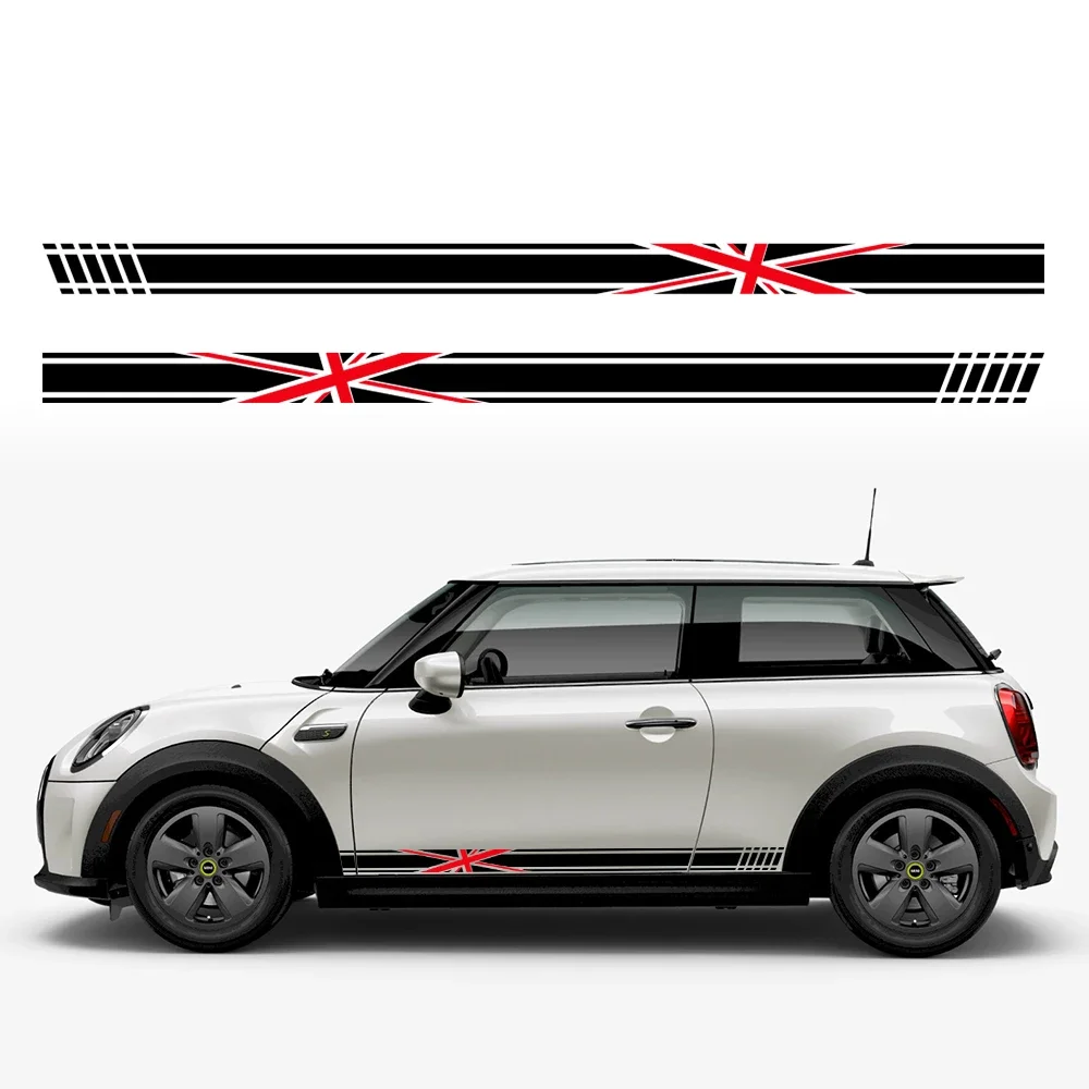 2PCS Union Jack Styling Door Side Stripe Sticker Car Body Decoration Decal For Mini Cooper S JCW One F54 F55 F56 F60 R55 R56 R60