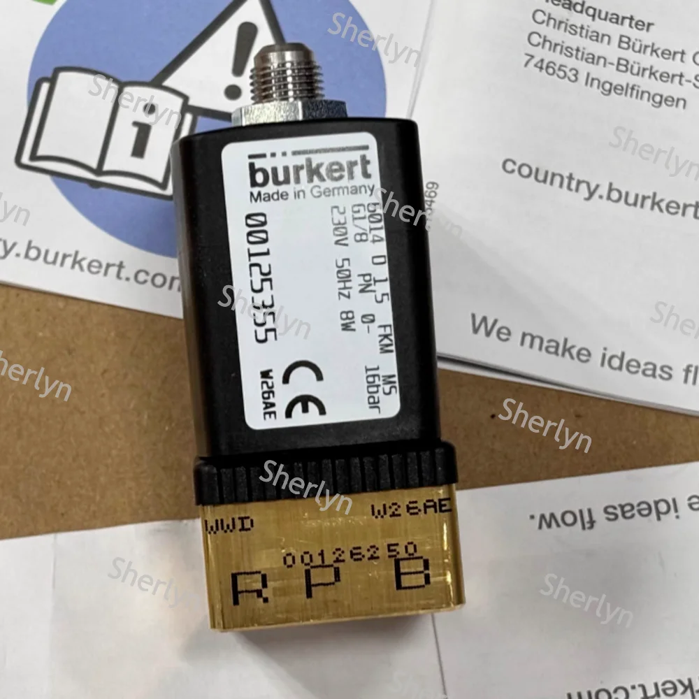 

00126195 Burkert Solenoid Valve 6014 D Normally Open G1/8 00126196 00125355 Brass Body