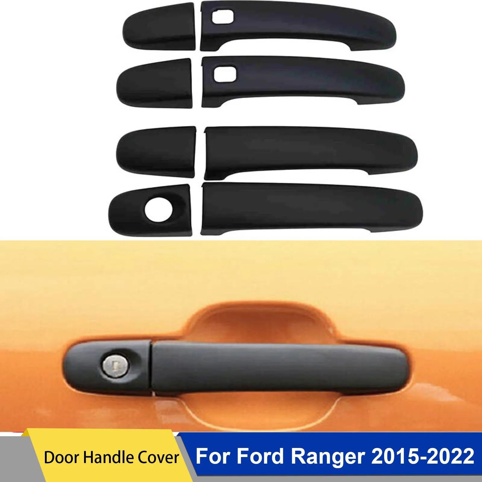 

Keyless Smart DOOR HANDLE COVER Accessories For Ford Ranger PX1 PX2 PX3 2015-2022 Matt BLACK