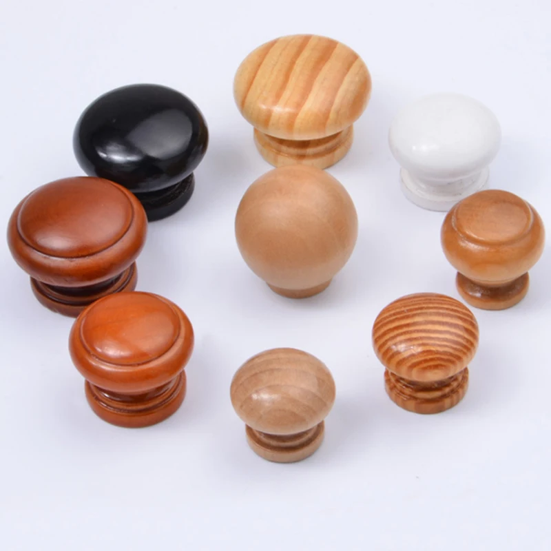 

1Pcs Wood Furniture Handles Cabinet Drawer Wardrobe Knobs Wooden Kitchen Door Pulls Furniture Hardware