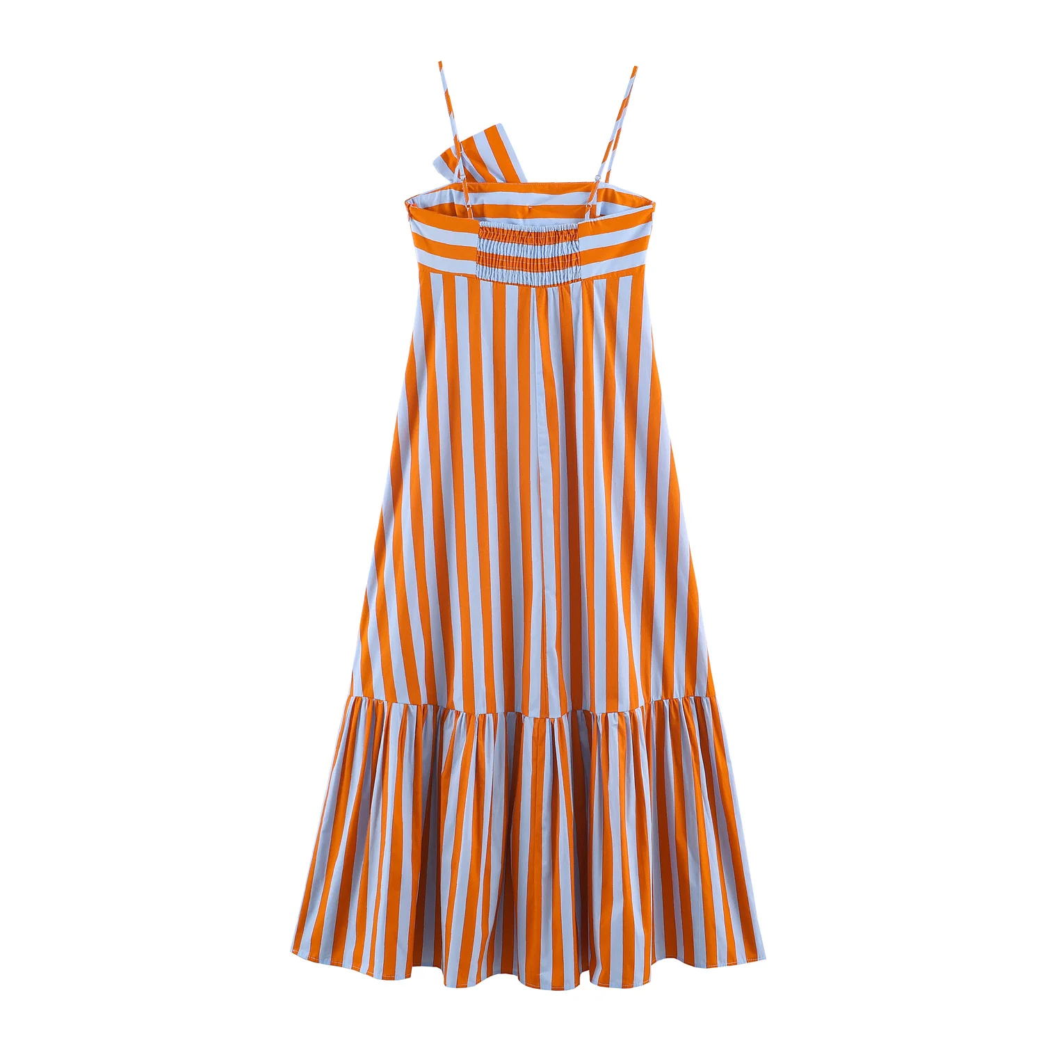 2026 Damen Gestreiftes Sling-Maxikleid, Elegantes Ärmelloses Loses Partykleid, Modisches Sexy Off-Shoulder Strand- und Urlaubskleid – Detail 3