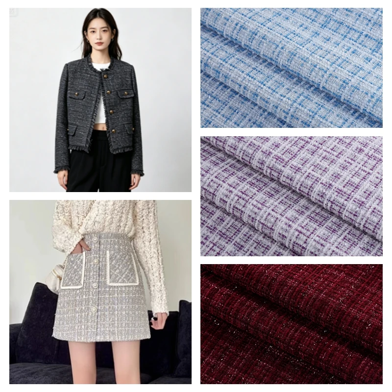 Tweed Fabric By The Meter for Needlework Coat Skirt Dresses Bags Shoes Vest Diy Sewing Textile Cloth Thick Structured Soft Pink