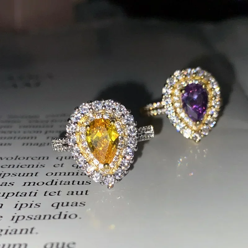 MDL مويسانيتي 1 نمط سميك PT950 البلاتين قطرة سيترين خاتم قيراط خاتم الماس