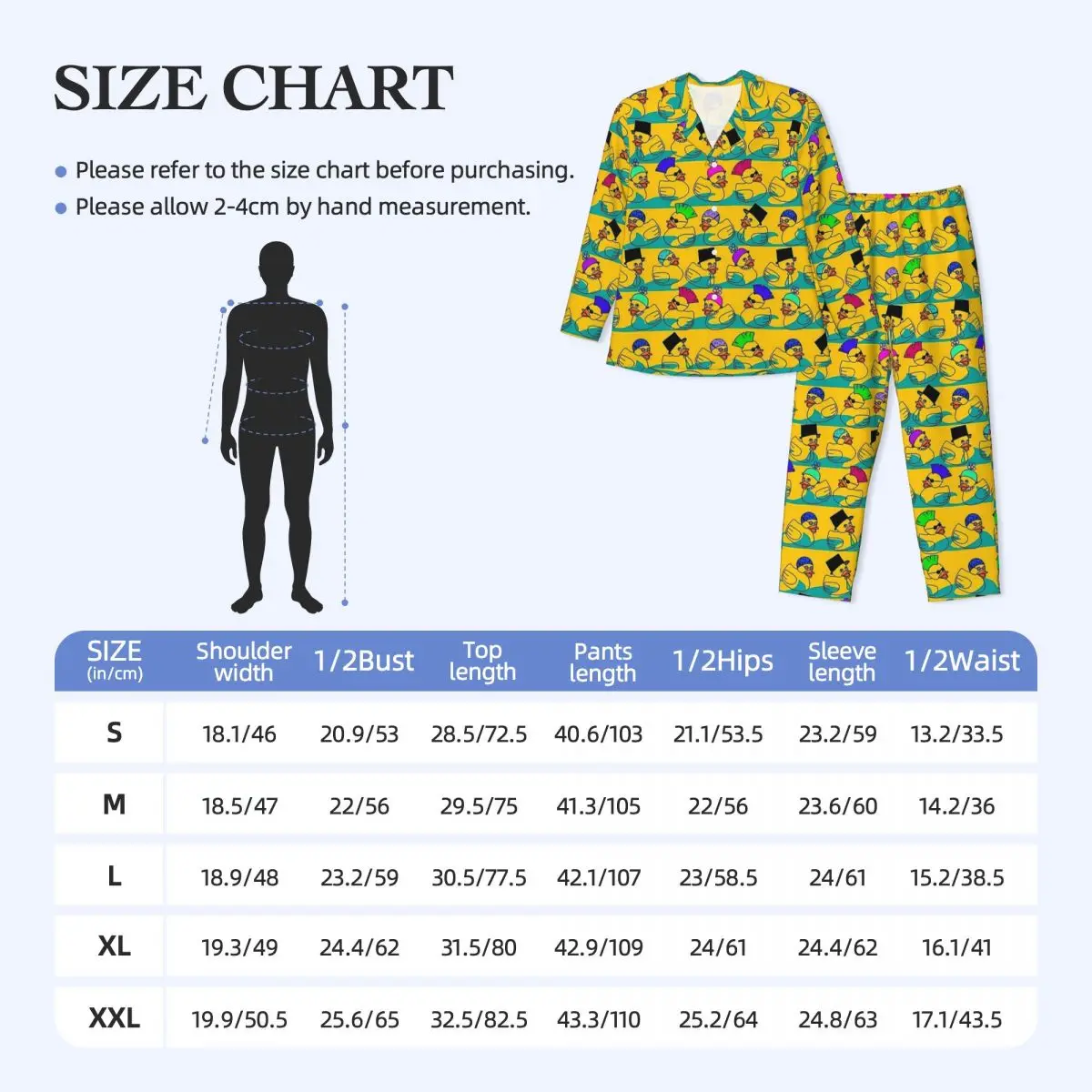 Engraçado patos de borracha impressão conjunto de pijama primavera casa pijamas masculino duas peças casual padrão oversized casa terno presente aniversário