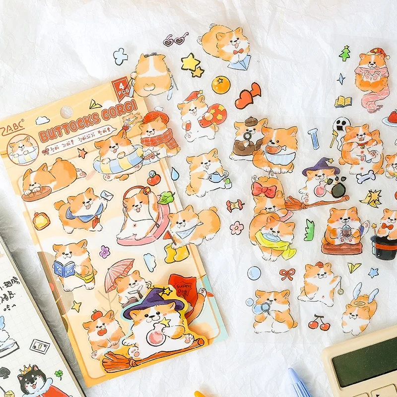 

Pet Dog Die-Cut Stickers for DIY Journals Scrapbooking Cute Cartoon PET Decals for Kids’ Cross-Border Handcrafts