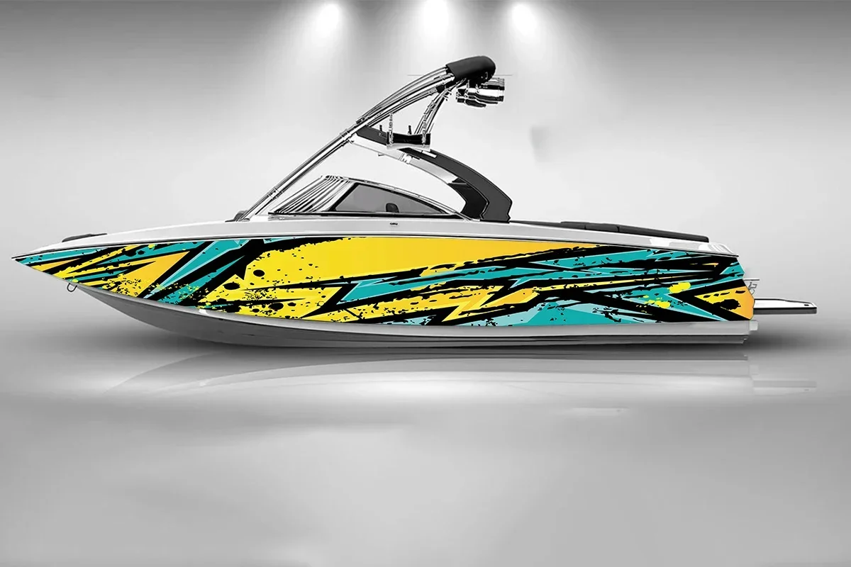 

Advanced Colorful Irregular Lines Graphics Boat Sticker Vinyl Ship Pontoon Deck Boat Fishing Decorative Pontoon Boats Decal