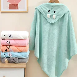 Cute cartoon baby bath towel Coral velvet soft absorbent towel Newborn swaddle wrap baby blanket for girls and boys