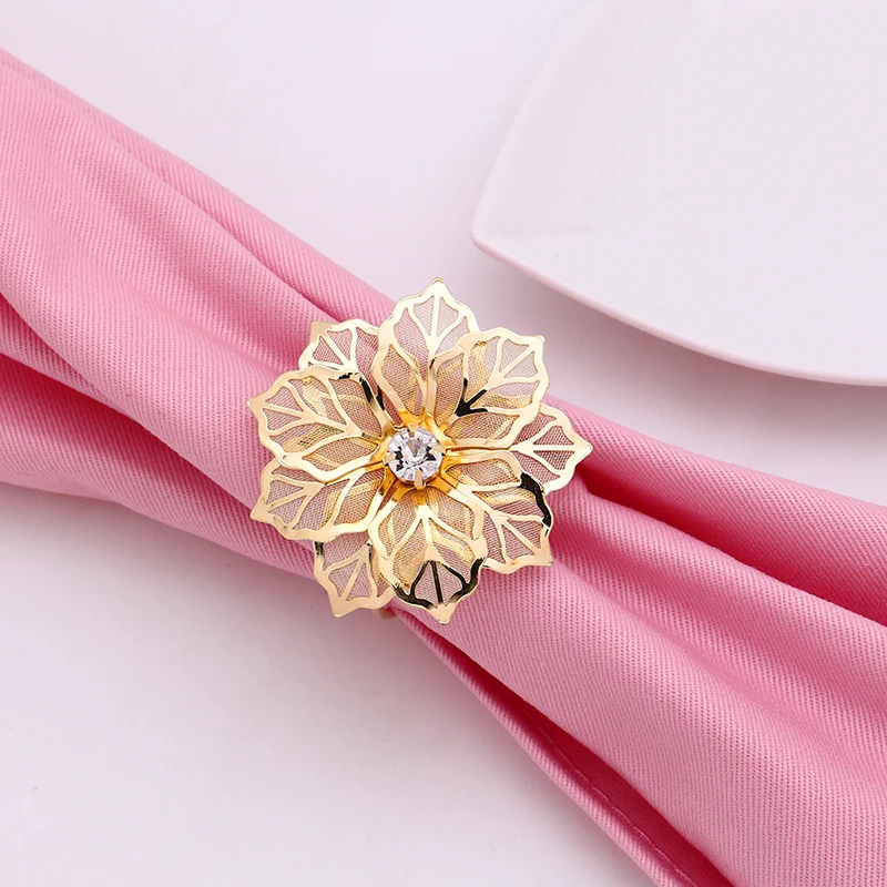 

10pcs Exquisite Napkin Rings Hotel Flower Design Napkin Holders Restaurant Dedicated Serviette Buckles for Wedding Banquet