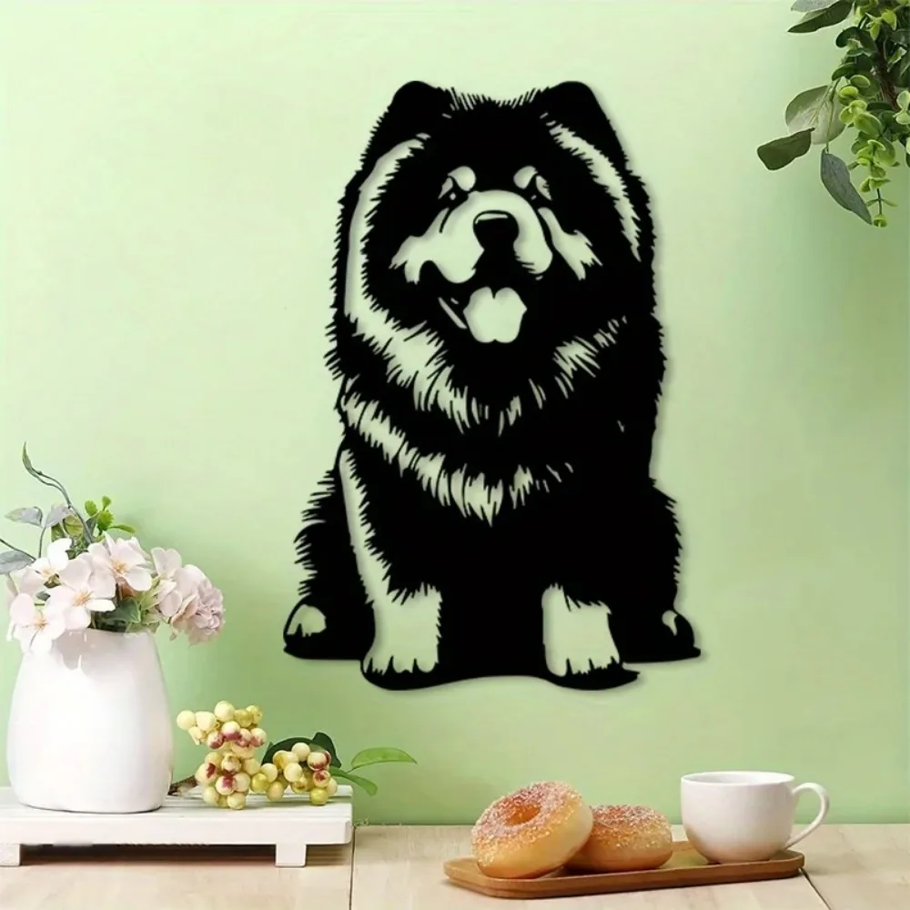 CIFBUY Metal Wall Art Chow Chow Iron Sculpture Rustproof Waterproof Vintage Decor For Home Office Ornament
