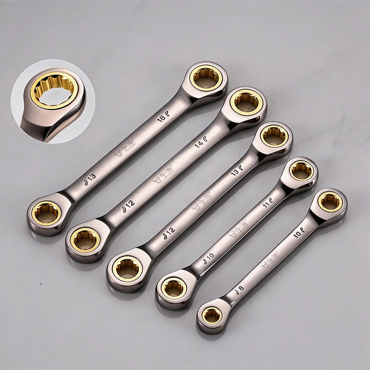 6-14mm Doppelkopf-Ringratschenschlüssel, Dual-Use Schnell-Plum Blossom Ratschenschlüssel für Fahrrad-, Motorrad- und Autoreparaturwerkzeuge