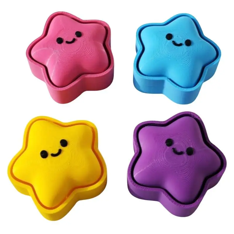 S Cute 3D Printed Star Clicker Fidget Keychain Stress Relief Fidget Toy Backpack Pendant Anti-anxiety Squeeze Decompression Gift