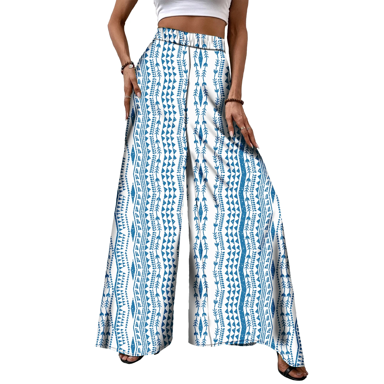 Casual pants For Women Polynesian Custom High Waist Hawaiian Casual Pants Print pattern On Demand Long Office Trousers