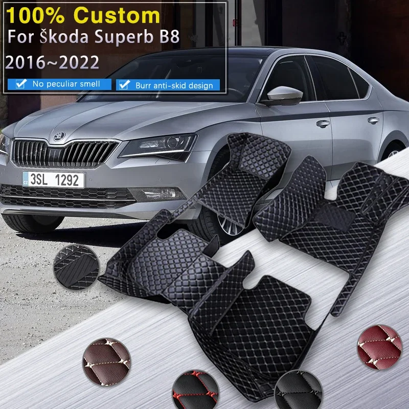 

Полные автомобильные коврики RHD для Skoda Superb B8 3V 2016 ~ 2022 2021 2020 Ковры Коврики Кожаный напольный коврик Внутренние детали Водонепроницаемый коврик Ca