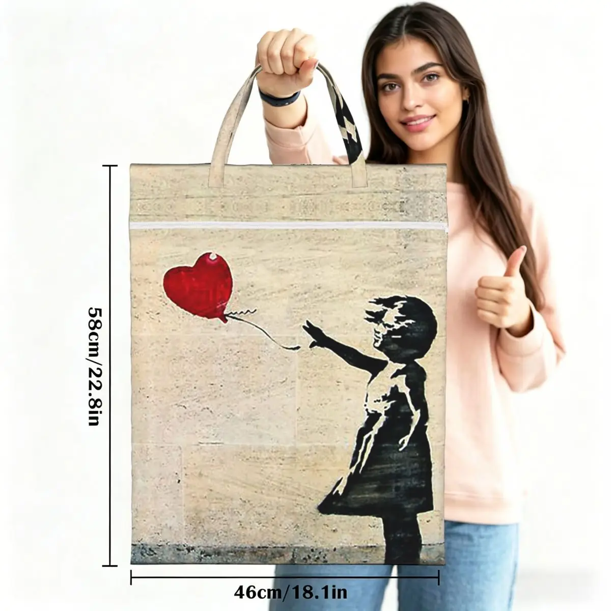 Banksy's Girl With A Red Balloon Travel Laundry Bag Waterproof Reusable Dirty Clothes Pouch Gym Yoga Camping Washing Basket