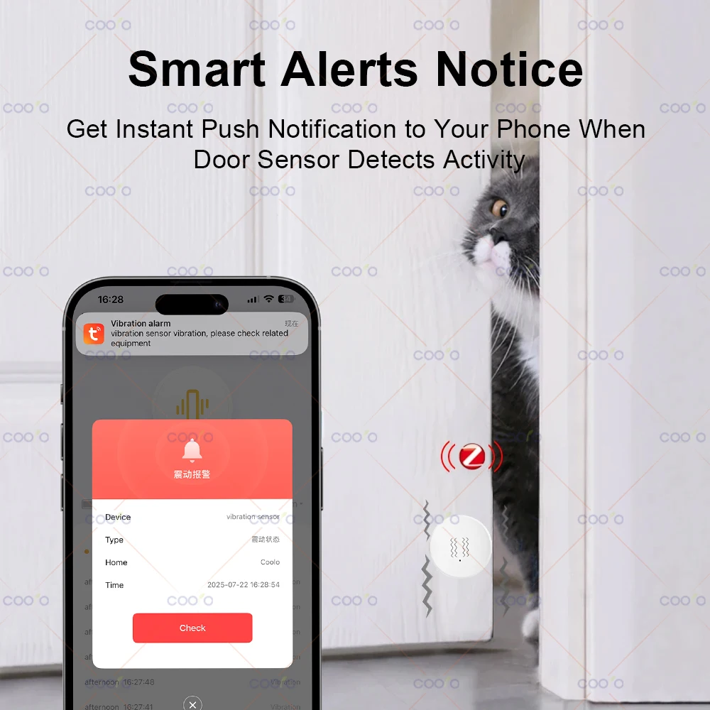 Czujnik wibracji Zigbee Smart Tuya Smart Life APP Wykrywanie Ruchu w Czasie Rzeczywistym Alarm Uderzeniowy Historia Zapisów Współpracuje z Z2M — zdjęcie 2