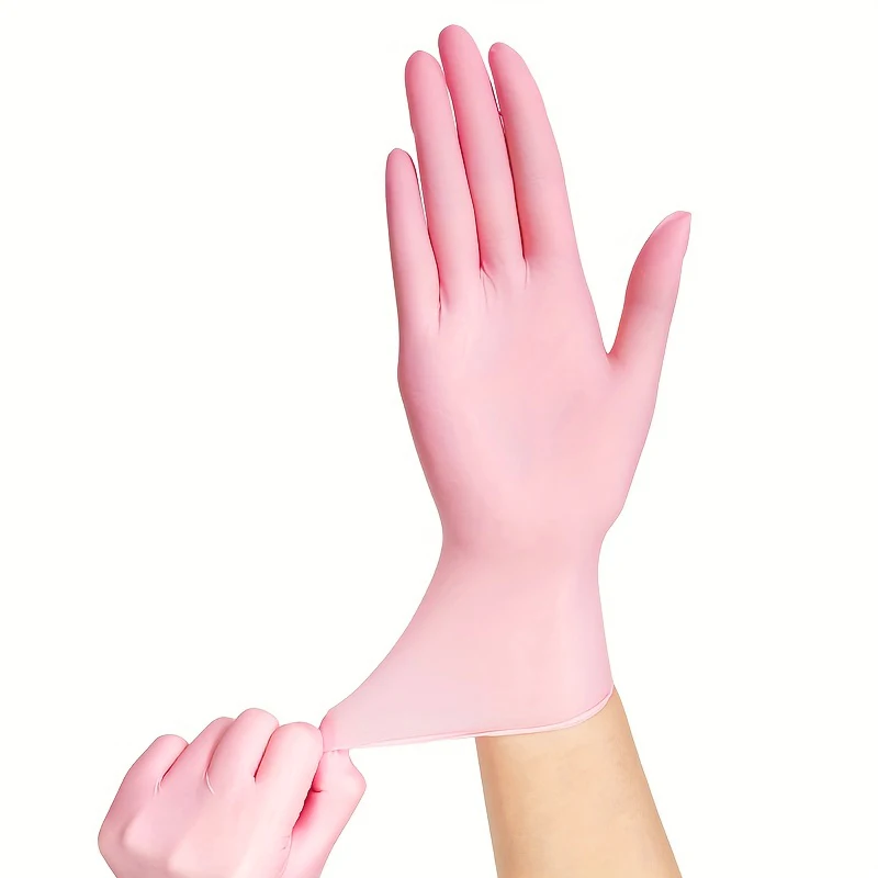 100PCS light Pink Disposable Nitrile Gloves Household Cleaning Gloves for Car Repair Cleaning Supplies Tattoo Kitchen Glove