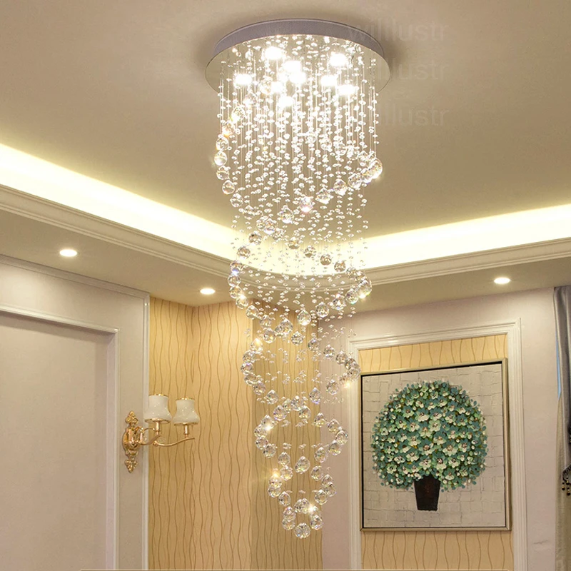 Crystal Pendant Lamp Double Spiral K9 Crystal Ceiling Chandelier LED Bulb Suspension Hanging Lighting Stair Hall Villa Mall image 4