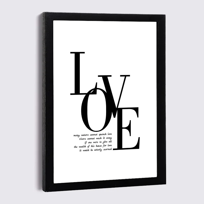 

Nordic Photo Wall Decor letter love Wooden frame posters A3 A4 living room bedroom Home Decor picture frames canvas frame