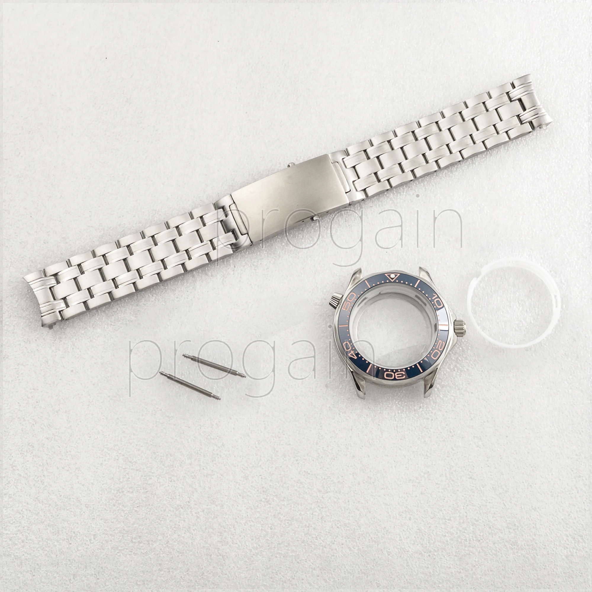 41mm 316L Stainless Steel Watch Case Strap With Bezel for Seamaster 300 NH35/36 Automatic Movement Watchband Men's Bracelet MOD