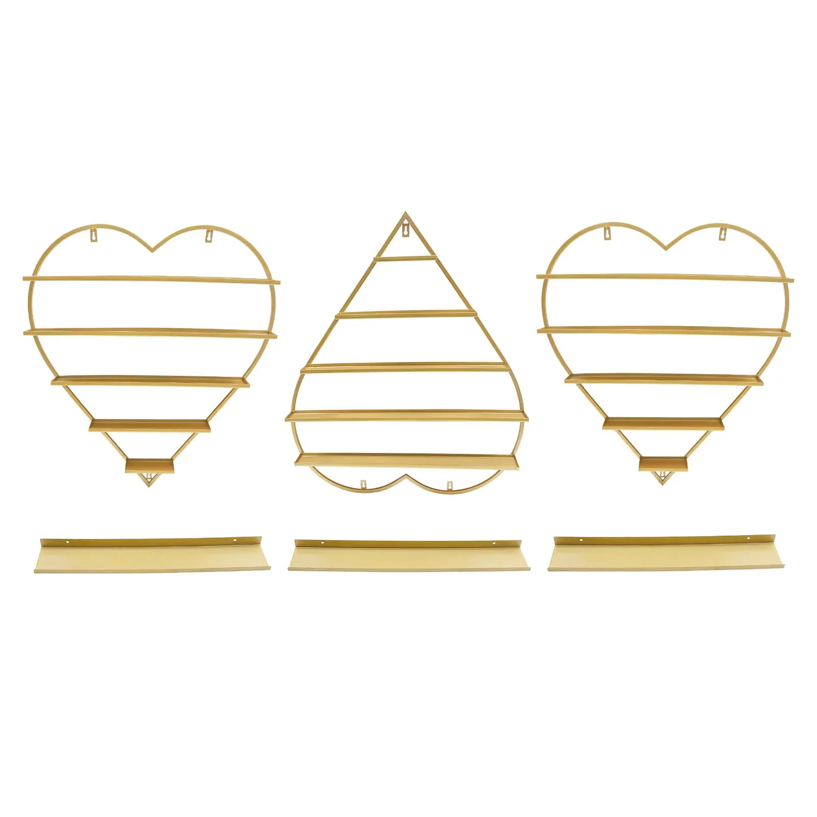 رف أظافر مثبت على الحائط من Daryabrest - علبة عرض معدنية مكونة من 5 طبقات (على شكل قلب) أرفف تخزين مستحضرات التجميل ومتجر سبا منزلي (ذهبي)