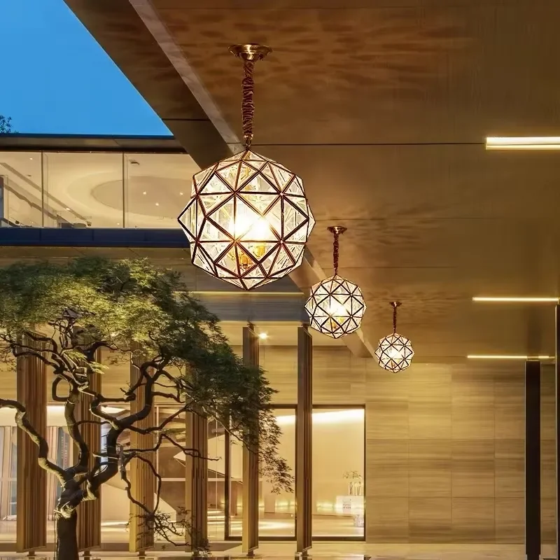 New European-style all-copper chandelier with glass waterproof decoration for exhibition hall landscape lighting