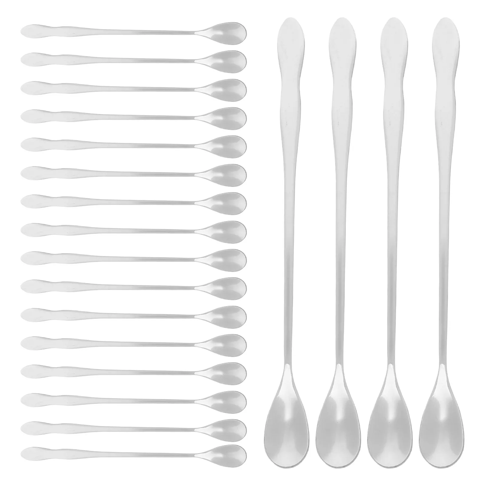 

20Pcs Stainless Steel Stirring Spoons Long Handle Mixing Spoon for Coffee Honey Tea Condiments Reusable Metal Spice Seasoning