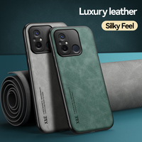 Luxury Original Leather Magnetic Case For Xiaomi Redmi 12C Cover With Metal Plate For Redmi 12C  Shockproof back Cover