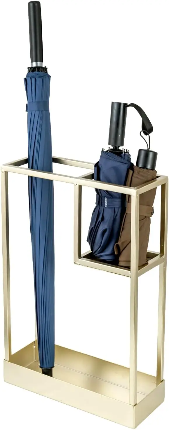 Freestanding 13 x 5 - inch Rectangular Cane Umbrella Holder with a Convenient Shelf Tailored for Small Umbrellas