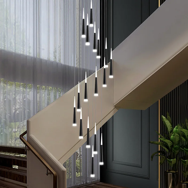 

Stair chandelier led attic chandelier Nordic modern creative interior lighting single-family villa chandelierhouse