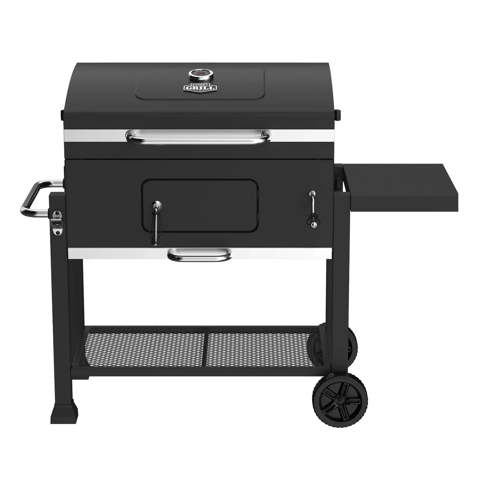 

32 Inch Expert Charcoal BBQ Grill With Prep Shelf Outdoor Barbecue Grill Cooking