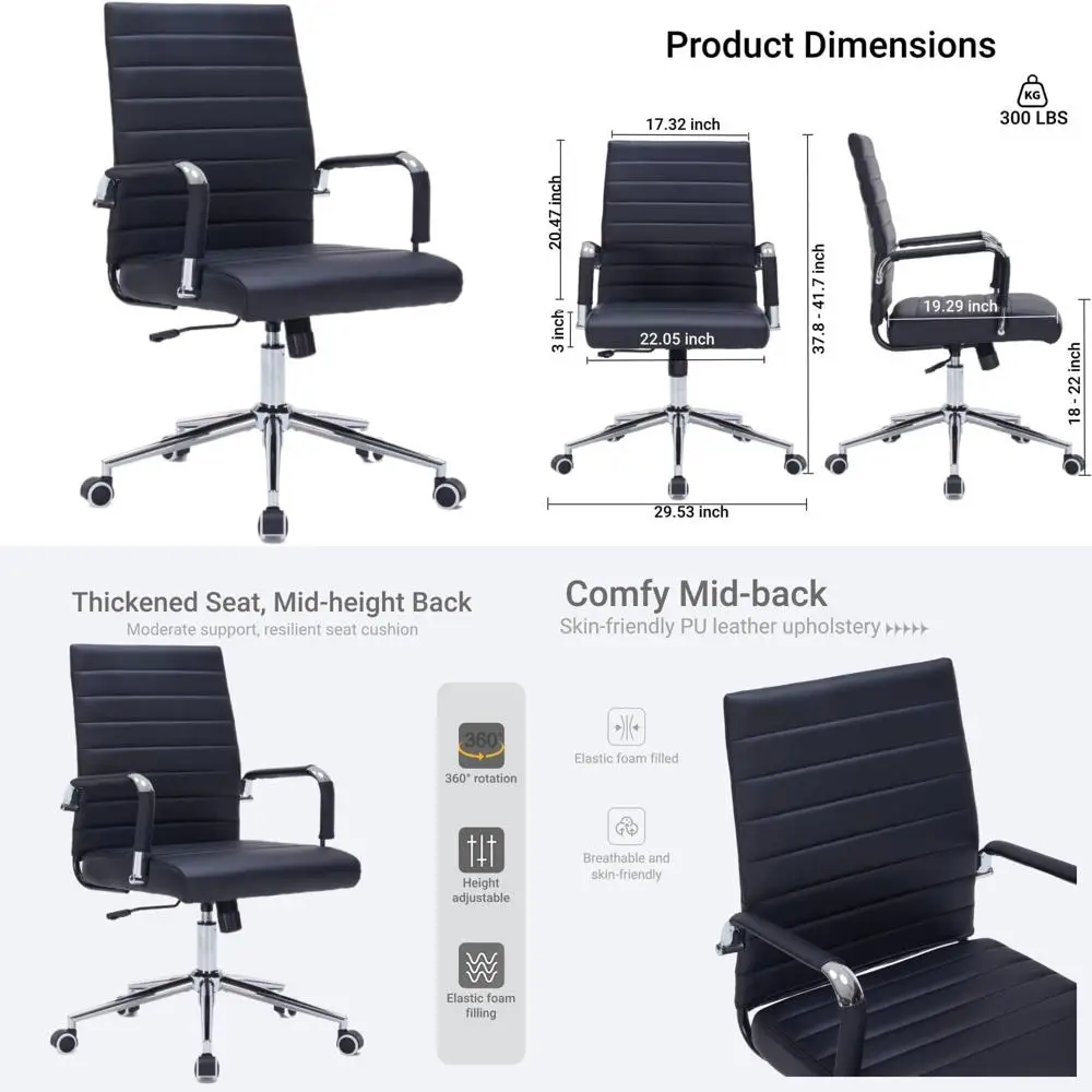 ergonomic leather swivel chair with arms for executive and conference room use