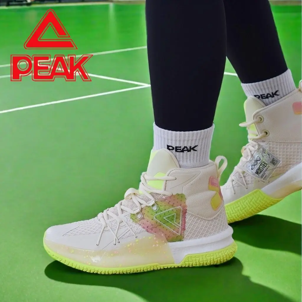 

Peak Men's High Top Baskeall oes Peak Monster 8 Generation o Absorption Wear Resistant Cement und Profional Com...