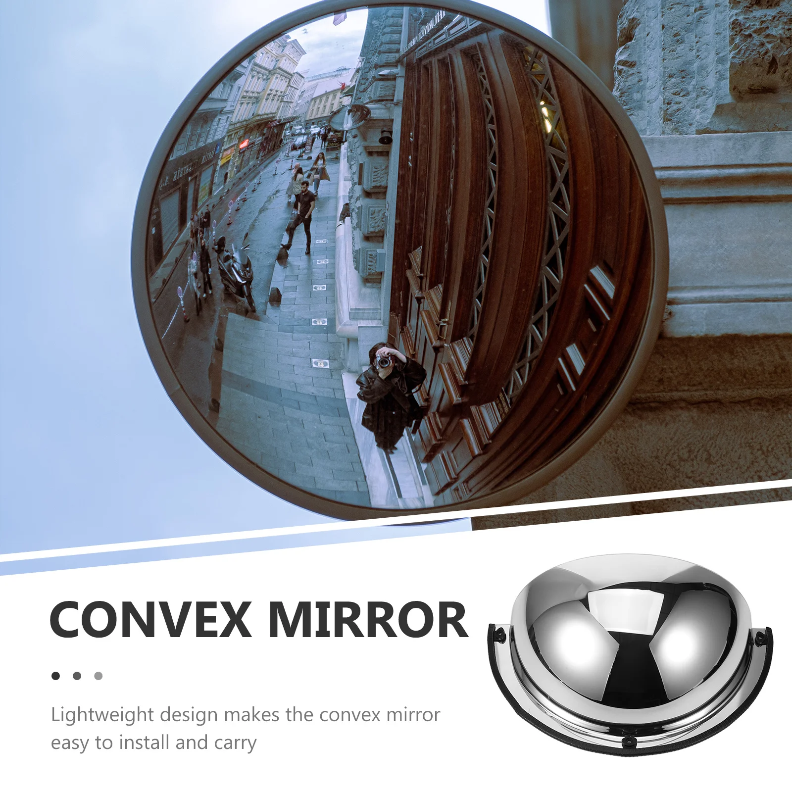 Outdoor Convex Mirror Wide Angle Safety Mirror for Road Parking Driveway Garage Wall Mount Anti-Collision Monitoring Large