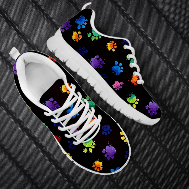 INSTANTARTS Colorful Dog Paw Shoes for Woman Outdoor Running Sneakers Female Teen Girls Breathable Mesh Walking Shoes Zapatos