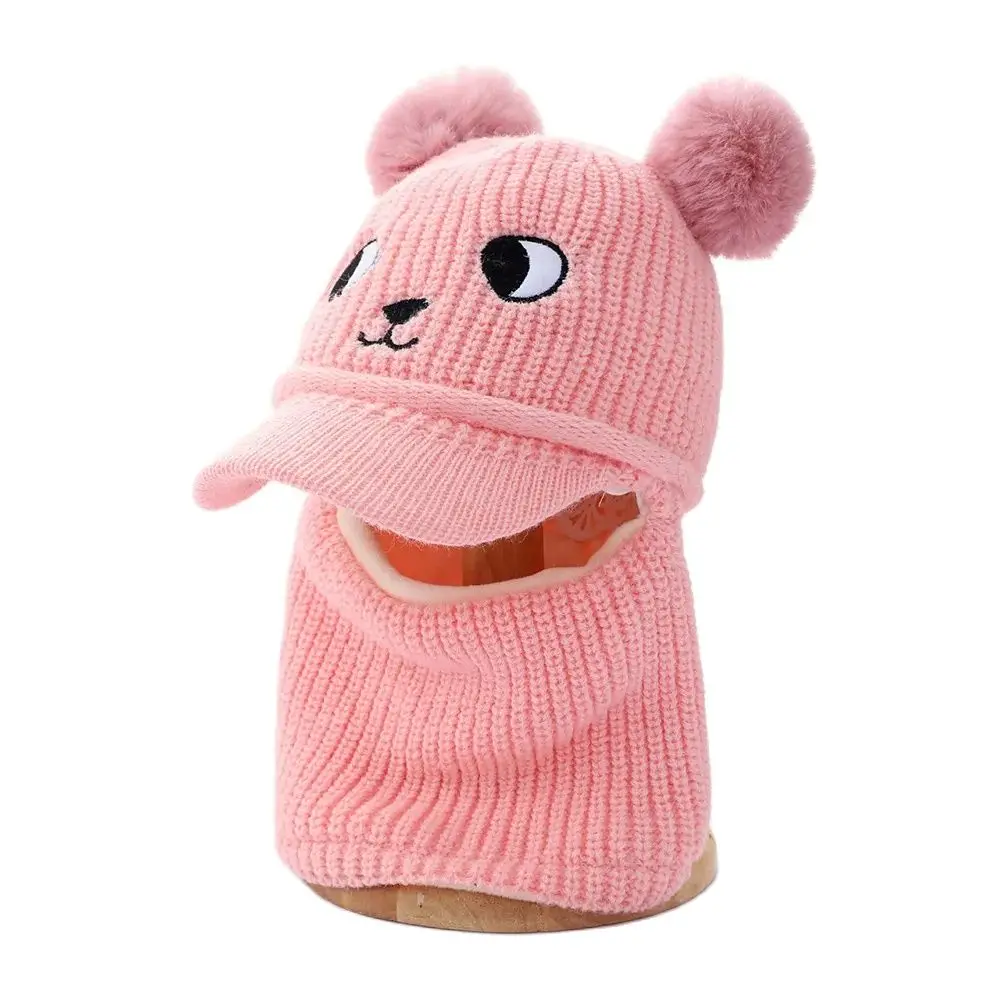 

Doitbest Winter Hat For Kids Beanies Big Eyes Double Balls Beanie Child Knit Hats Protect Face Neck Boys Girls Earflap Caps