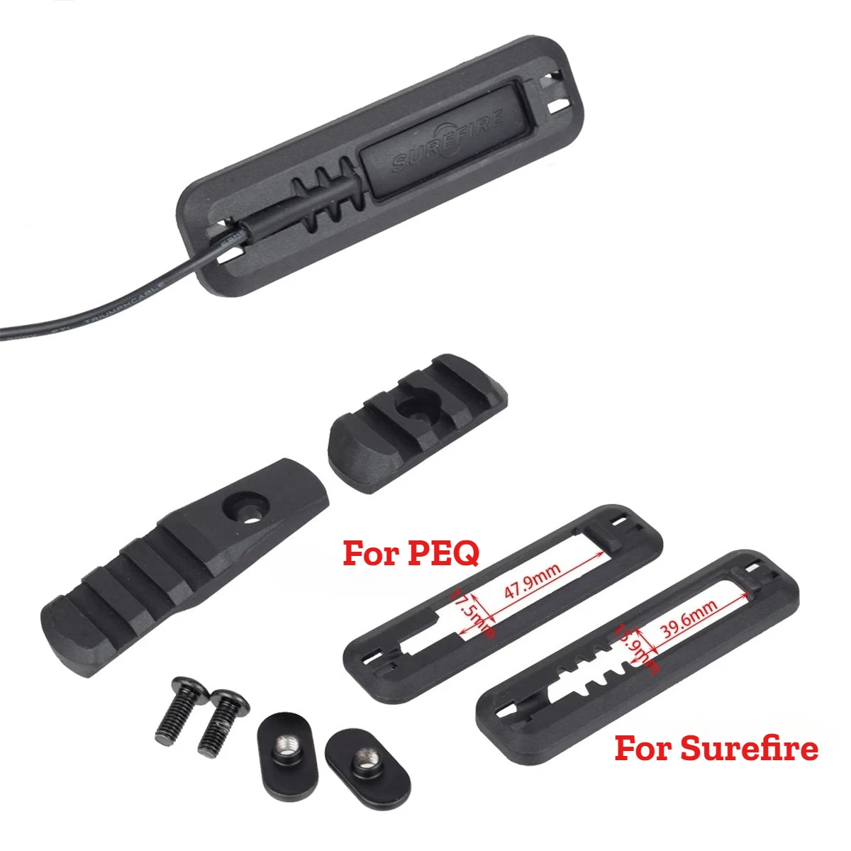 

Tactical MOE Rail Kit Tape Switch Mounting Plate Light Airsoft Accessories For SureFire PEQ 15 Flashlight M300 M600