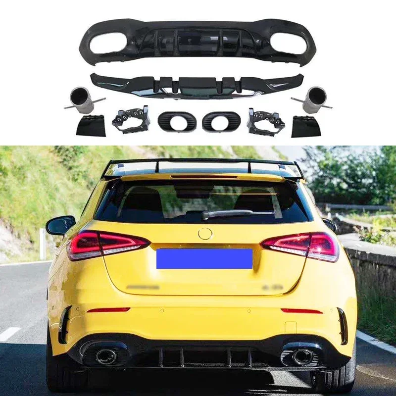 2019-2020 for benz W177 A Class Sedan Hatchback A180 A200 A220 A250 PP Rear Bumper Lip Tail pipe A35L style Rear Diffuser