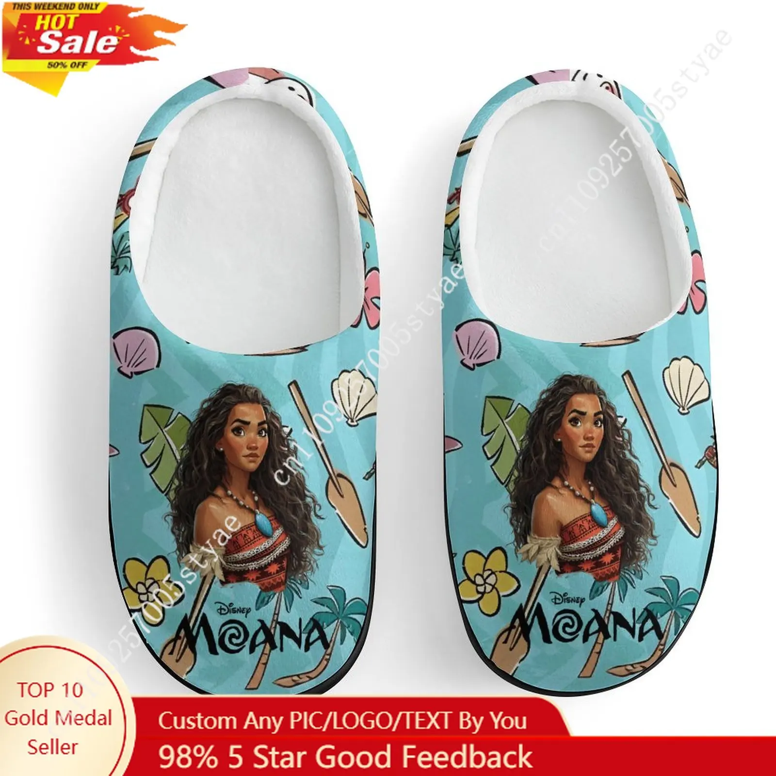 

Хлопковые тапочки Moana Disney для детей, милый мультяшный дизайн, индивидуальный пошив с вашим изображением, домашняя обувь унисекс для мальчиков и девочек